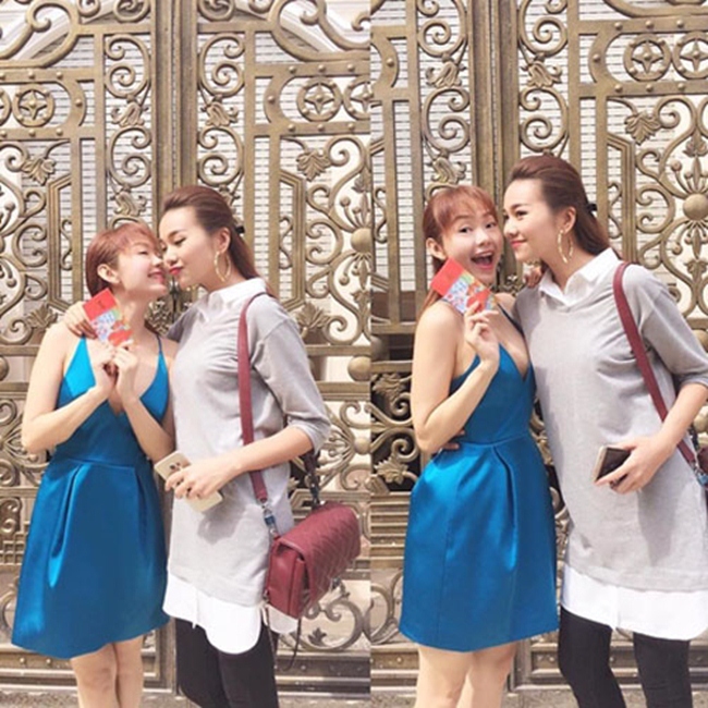 Người mẫu - diễn viên Thanh Hằng từng tới chúc tết "bé Heo" và chụp ảnh kỉ niệm ngay bên ngoài căn biệt thự với cánh cổng có hoa văn độc đáo.