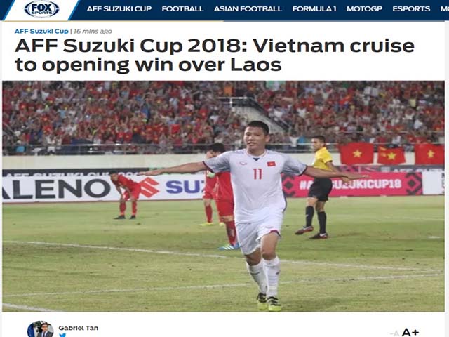 Việt Nam thắng Lào: Trang chủ AFF Cup khen Quang Hải, báo Thái chúc mừng