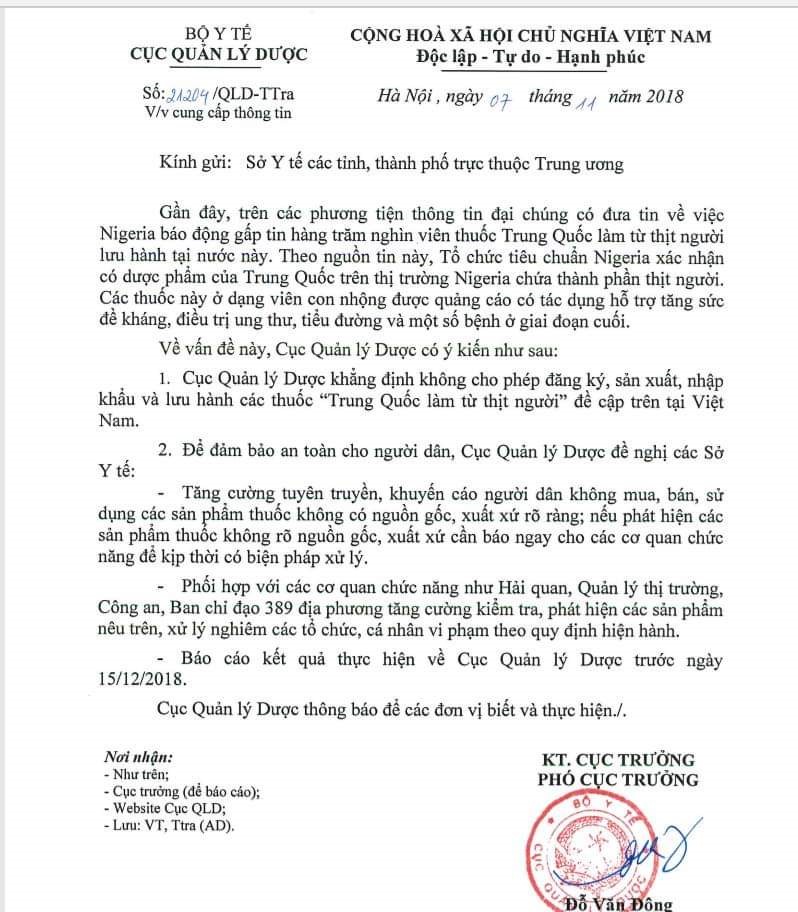 Nóng 24h qua: Thông tin chính thức về “thuốc Trung Quốc làm từ thịt người” - 2