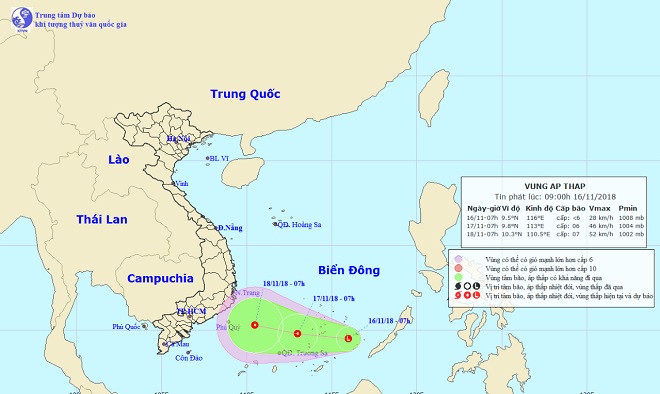 Xuất hiện vùng áp thấp đang mạnh lên hướng vào Nam Bộ - 1