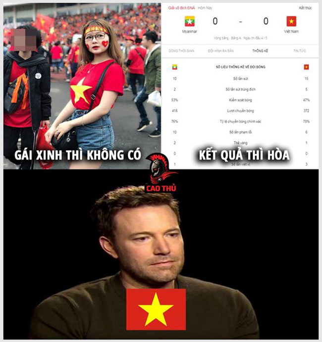Đã không được ngắm gái xinh rồi đội tuyển còn bị cầm hòa đáng tiếc.