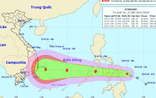 Áp thấp nhiệt đới mạnh thành bão giật cấp 12, tăng tốc vào Nam Trung bộ - 1