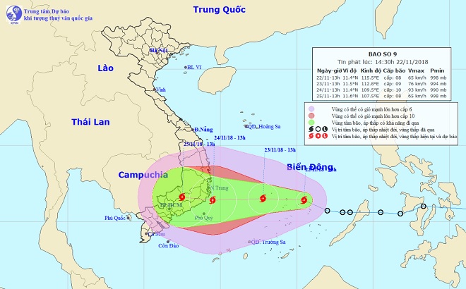 Bão số 9 hình thành, giật cấp 10 hướng thẳng vào Nam Trung Bộ - 1