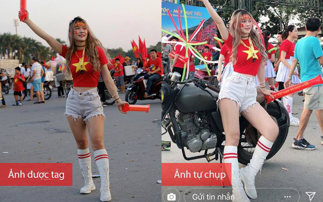 Nhưng mới đây, trong bức hình bị mọi người chụp lén khi đến sân vận động Mỹ Đình cổ vũ bóng đá, Xuân Anh lại không hề thon gọn như những bức hình đăng trên mạng.&nbsp;