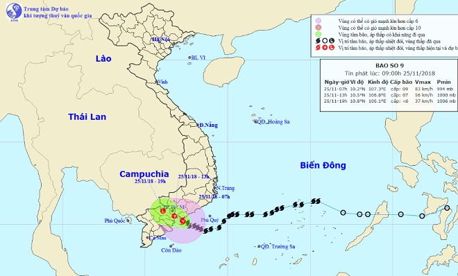 Bão số 9 bắt đầu đi vào vùng biển Bình Thuận-Bến Tre, mưa to gió giật mạnh - 1