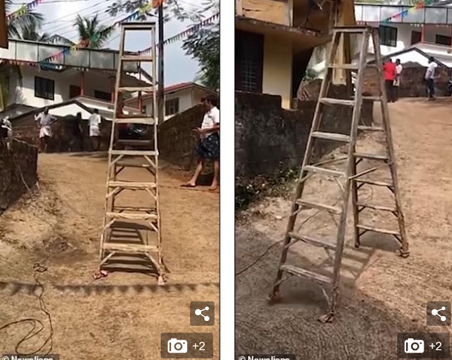 Video: Kỳ lạ cảnh chiếc thang tự biết đi ở Ấn Độ - 1