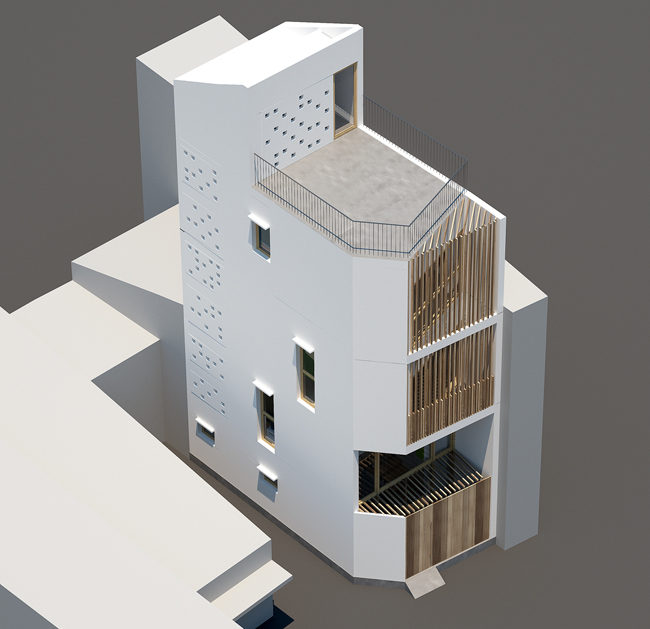 Bản vẽ 3D của căn nhà.