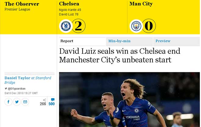 Man City đứt mạch bất bại: Báo Anh mừng rỡ ca tụng Chelsea - 1