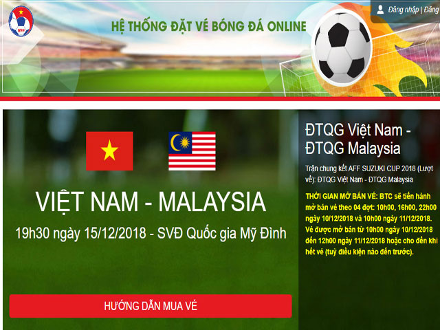 Đợt 1 bán vé trận chung kết AFF Cup: 2.500 vé “bay” trong 16 phút