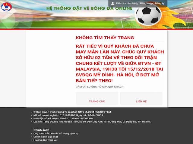 Săn vé online trận Việt Nam - Malaysia: ”Điệp khúc” tê liệt web bán vé của VFF