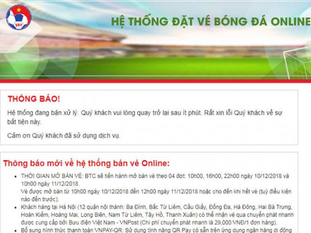 Bóng đá - Trực tiếp mua vé trận Việt Nam - Malaysia 10/12: Trang web bán vé "đơ", fan hoang mang