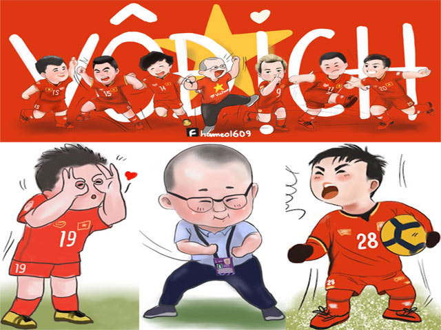 Tranh vui - Việt Nam vô địch AFF Cup 2018, người hâm mộ vẽ tranh vui nhộn chúc mừng