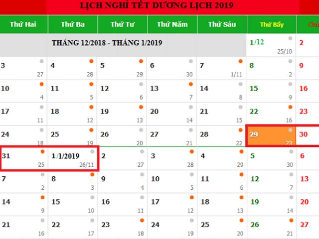 Tin tức trong ngày - Người lao động nghỉ 4 ngày Tết dương lịch 2019