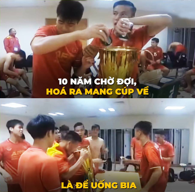 Chờ đợi 10 năm để mang cup về uống bia.