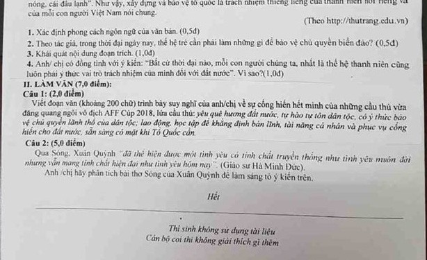 Học sinh “phát cuồng” vì HLV Park Hang Seo và đội tuyển Việt Nam vào đề thi Văn THPT - 1
