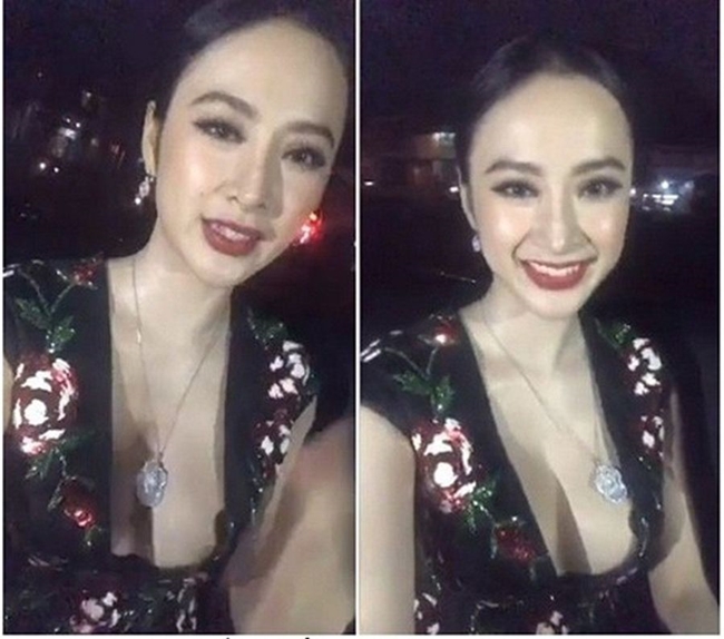 Angela Phương Trinh suýt lâm vào cảnh &#34;hớ hênh&#34; vì mải mê livestream trên xe ô tô do bộ trang phục quá gợi cảm.