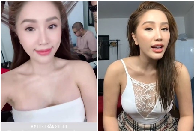 Bảo Thy ăn vận gợi cảm livestream nói về tin đồn phẫu thuật thẩm mỹ. Nữ ca sĩ khẳng định mình không đụng chạm dao kéo.