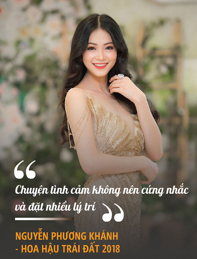 Nói về dự định kết hôn vào năm 2019, Phương Khánh tâm sự: "Tôi không thể kết hôn trong năm 2019 vì có rất nhiều kế hoạch và trách nhiệm với vai trò Hoa hậu Trái đất đang chờ đợi. Tôi cũng chưa có dự định kết hôn trước năm 25 tuổi vì tuổi trẻ có rất nhiều hoài bão mình mong muốn theo đuổi và chinh phục".