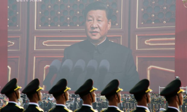 Chủ tịch Trung Quốc Tập Cận Bình phát biểu trong lế duyệt binh&nbsp;kỷ niệm 70 năm quốc khánh. Ảnh: Reuters.