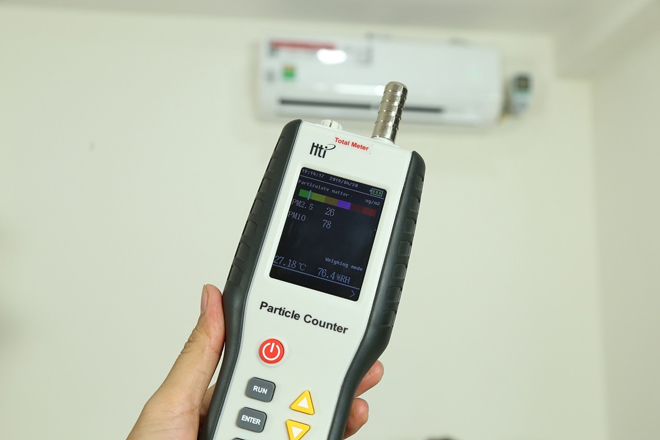 Nồng độ bụi không khí sau khi bật điều hòa 30 phút