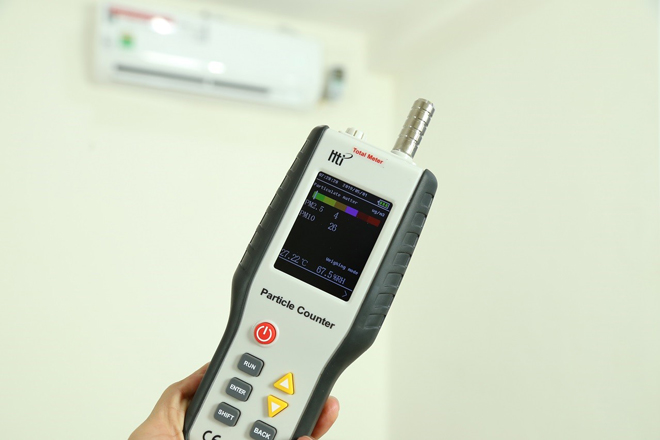 Nồng độ bụi sau 8 giờ bật điều hòa