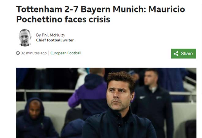 "Mauricio Pochettino đối mặt khủng hoảng", dòng tít của BBC