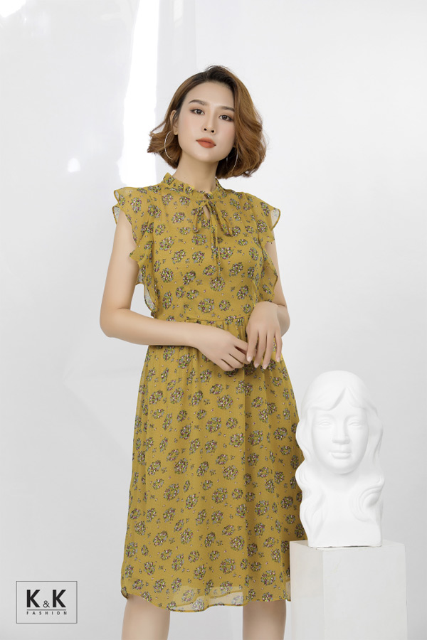 Đầm hoa dáng xòe phối bèo KK79-29; Giá gốc: 410.000 VND off 50% - Giá sale 205.000 VND