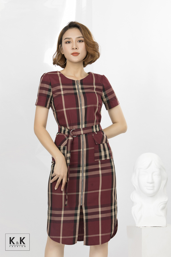Đầm cotton họa tiết sọc phối nơ eo KK78-21; Giá gốc: 440.000 VND off 50% - Giá sale 220.000 VND