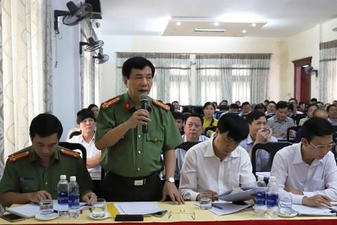 Đại tá Đào Đức Minh, Phó giám đốc Công an tỉnh Thanh Hóa thông tin về vụ việc. (Ảnh: dantri.com.vn)