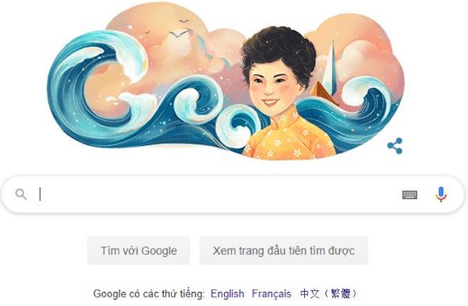 Độc đáo Google Doodle Thuyền và Biển&nbsp;cùng thi sĩ Xuân Quỳnh trên trang chủ Google Tiếng Việt.