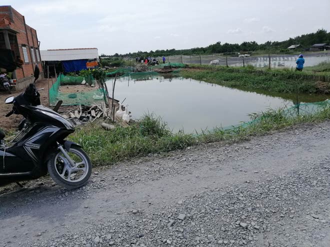 Ao tôm nơi phát hiện bộ xương người.