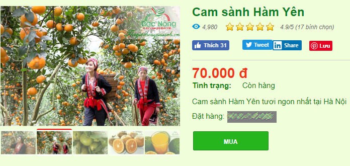 Can sành Hàm Yên được quảng cáo là tươi ngon nhất Hà Nội cũng bán với giá 70.000đ/kg