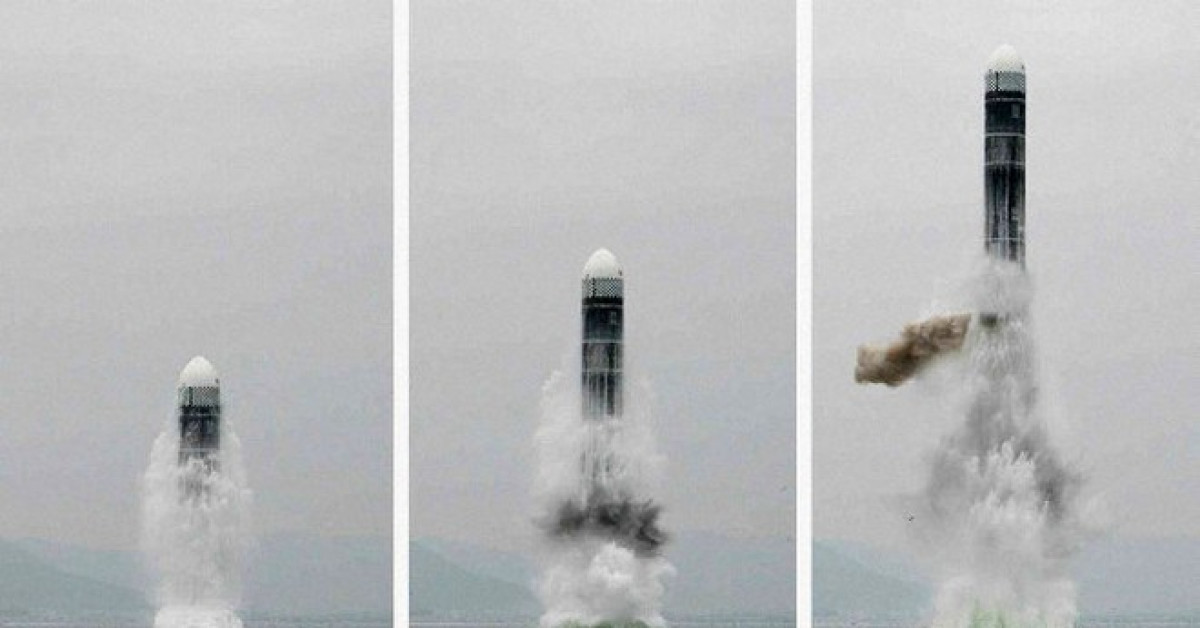Triều Tiên phóng thử SLBM Pukkuksong-3 vào ngày 2/10. (Ảnh: Kyodo)