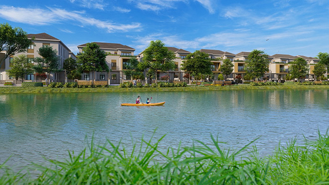 Được bao quanh bởi các con sông lớn, với hơn 20km đường sông, Aqua City sở hữu lợi thế không gian xanh hiếm có