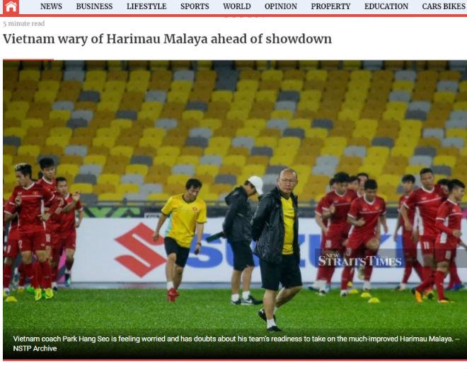 New Straits Times cho rằng Việt Nam đang lo lắng trước đại chiến với Malaysia dù được đánh giá cao hơn