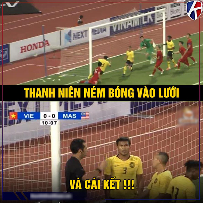 Đá bằng chân không vào được nên chuyển qua chơi bóng ném.