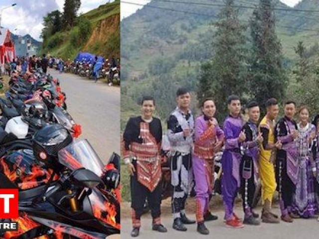 Bạn trẻ - Cuộc sống - Xuất hiện đoàn rước dâu mặc trang phục dân tộc thiểu số, cưỡi mô tô phân khối lớn ở Lào Cai