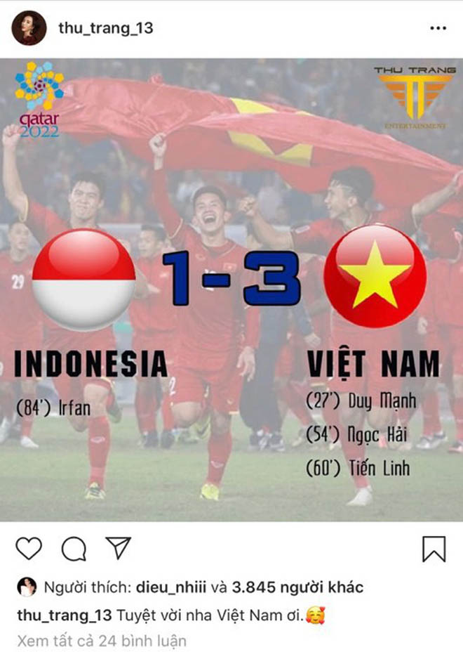 Việt Nam "đè bẹp" Indonesia, Thu Trang, Xuân Nghị liền làm điều bất ngờ - 2