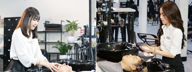 Ngoài gội đầu, massage, các skinner còn được đào tạo bài bản về các kỹ năng chăm sóc da mặt chuyên sâu