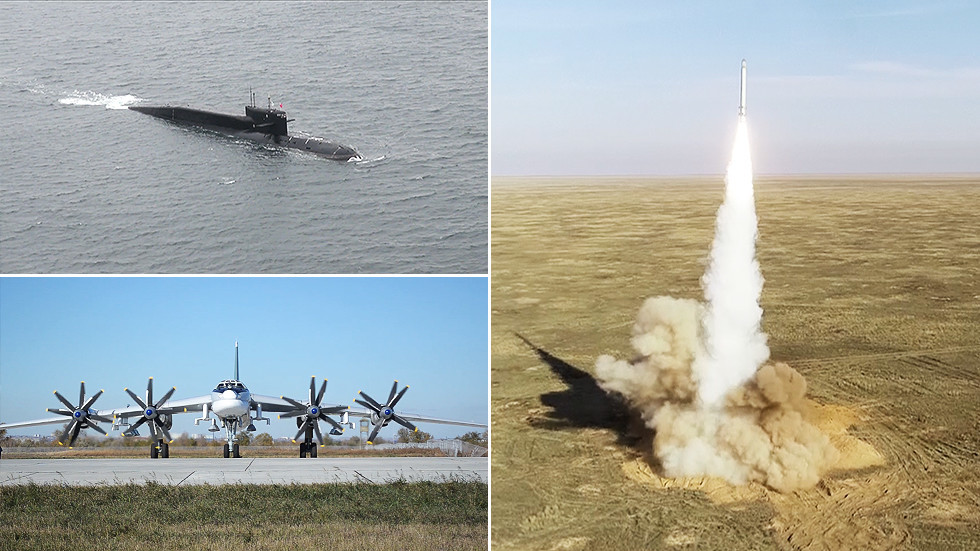 Video: Nga đồng loạt khai hỏa bộ 3 vũ khí hạt nhân chiến lược - 1