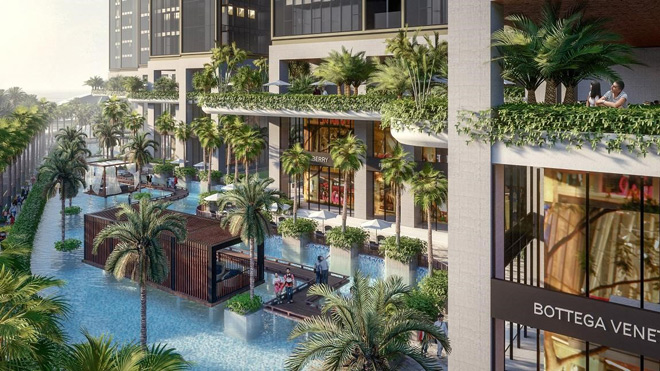 Một góc khuôn viên xanh mát tại Sunshine City Sài Gòn