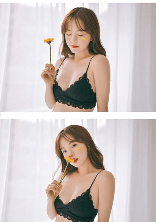 Trái với vẻ trong sáng như nữ sinh cô sở&nbsp;hữu thân hình gợi cảm với số đo ba vòng lý tưởng 90-61-90.