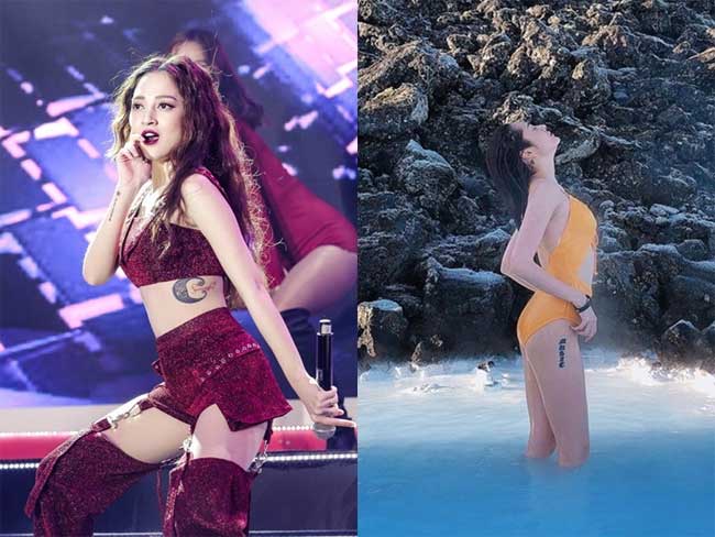 Bảo Anh “nghiện” xăm mình với 6 hình xăm trên cơ thể.