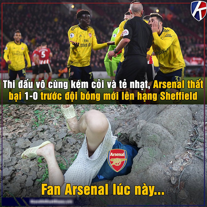 Arsenal thua cay đắng, fan đua nhau tìm "hang" để trốn.