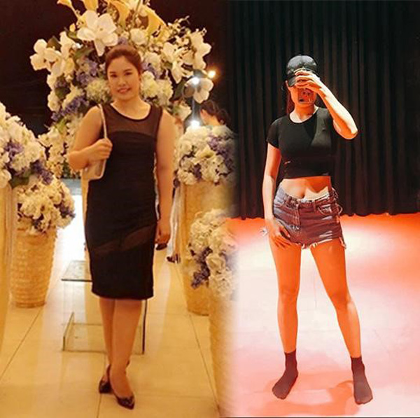 Thời điểm cân nặng mất kiểm soát đạt mốc 62kg của chị Ngọc Bích (ảnh trái)