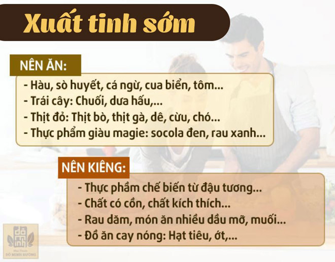 Bị xuất tinh sớm nên ăn gì, kiêng ăn gì?
