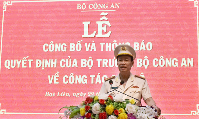 Tân Cục trưởng Cục Tổ chức cán bộ, Bộ Công an Lê Tấn Tới. (Ảnh: Công an Bạc Liêu)