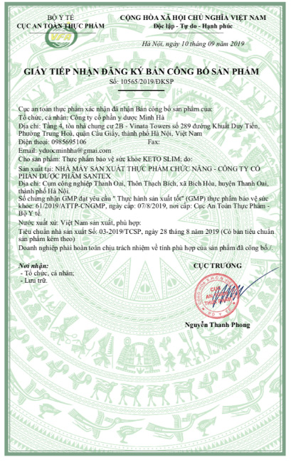 Sản phẩm đạt chuẩn GMP được bộ Y Tế và Cục An toàn thực phẩm cấp phép