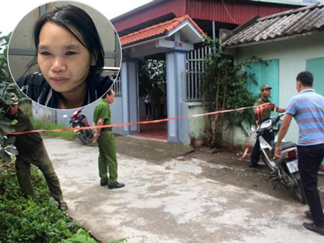 Hiện trường vụ án mạng và nữ nghi phạm Đinh Thị Then (ảnh nhỏ)