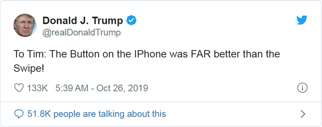 Tổng thống Trump thẳng thắn chê giao diện cử chỉ trên iPhone - 1
